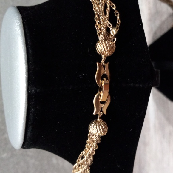 Vintage Necklace Multi Chain And Tassel Golden Necklace - Picture 3 of 7